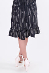 Sleeveless black patterned Short Dress DLPL