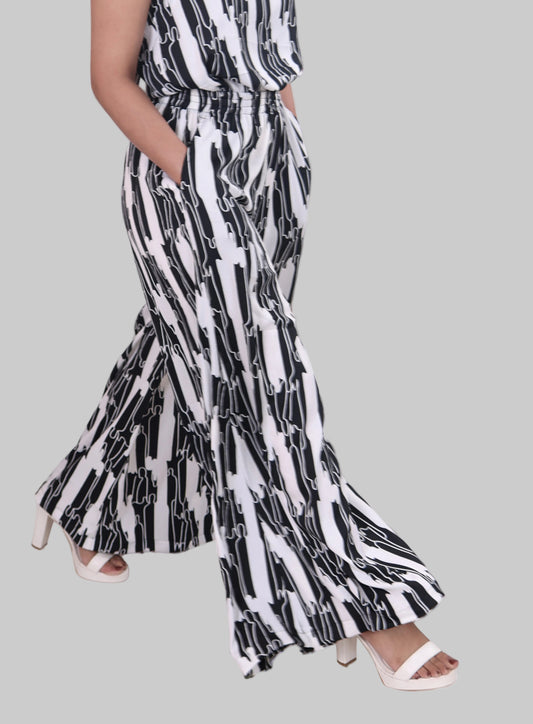 Black on white Geometric design Jump Suit