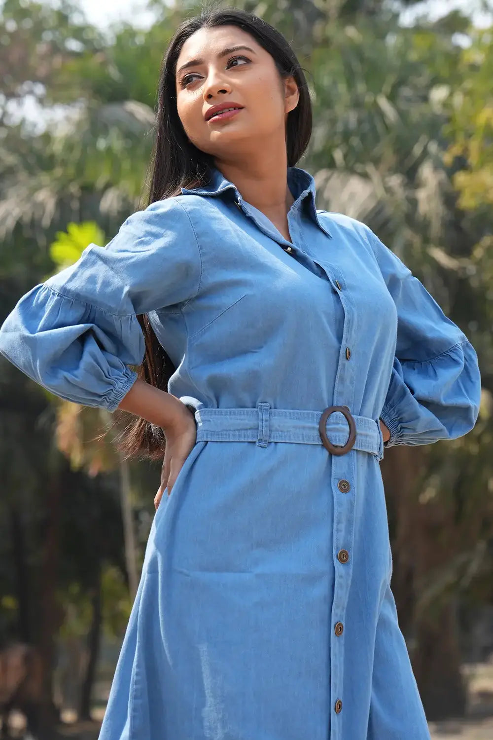 Midi Denim Shirt Dress with Long Sleeve, Denim Dress, Shirt Dress, Midi Dress, Long Sleeve Dress, Rebeldrapes Dress