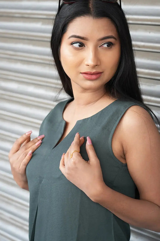 Olive Sleeveless Top, Olive Green Top, Green Top, Olive Top, Sleeveless Top, Rebeldrapes Top
