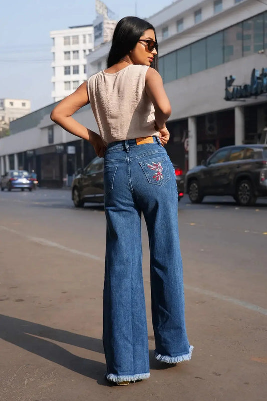 Premium Jeans, Cotton Jeans, Wide Leg Jeans, Distressed Jeans, Rebeldrapes Jeans