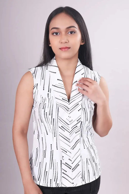 Short Sleeve Top, White Top, Sleeveless Top, V Neck Top, Rebeldrapes Top
