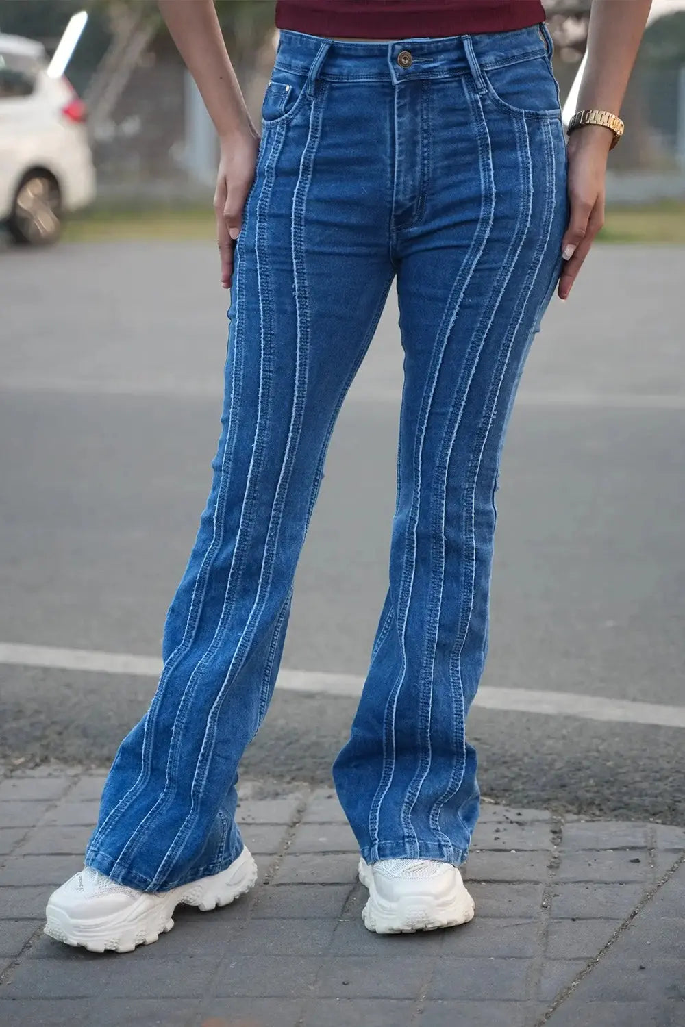 Bootcut Jeans, Denim Jeans, Striped Jeans, Rebeldrapes Jeans, Jeans, Blue Jeans