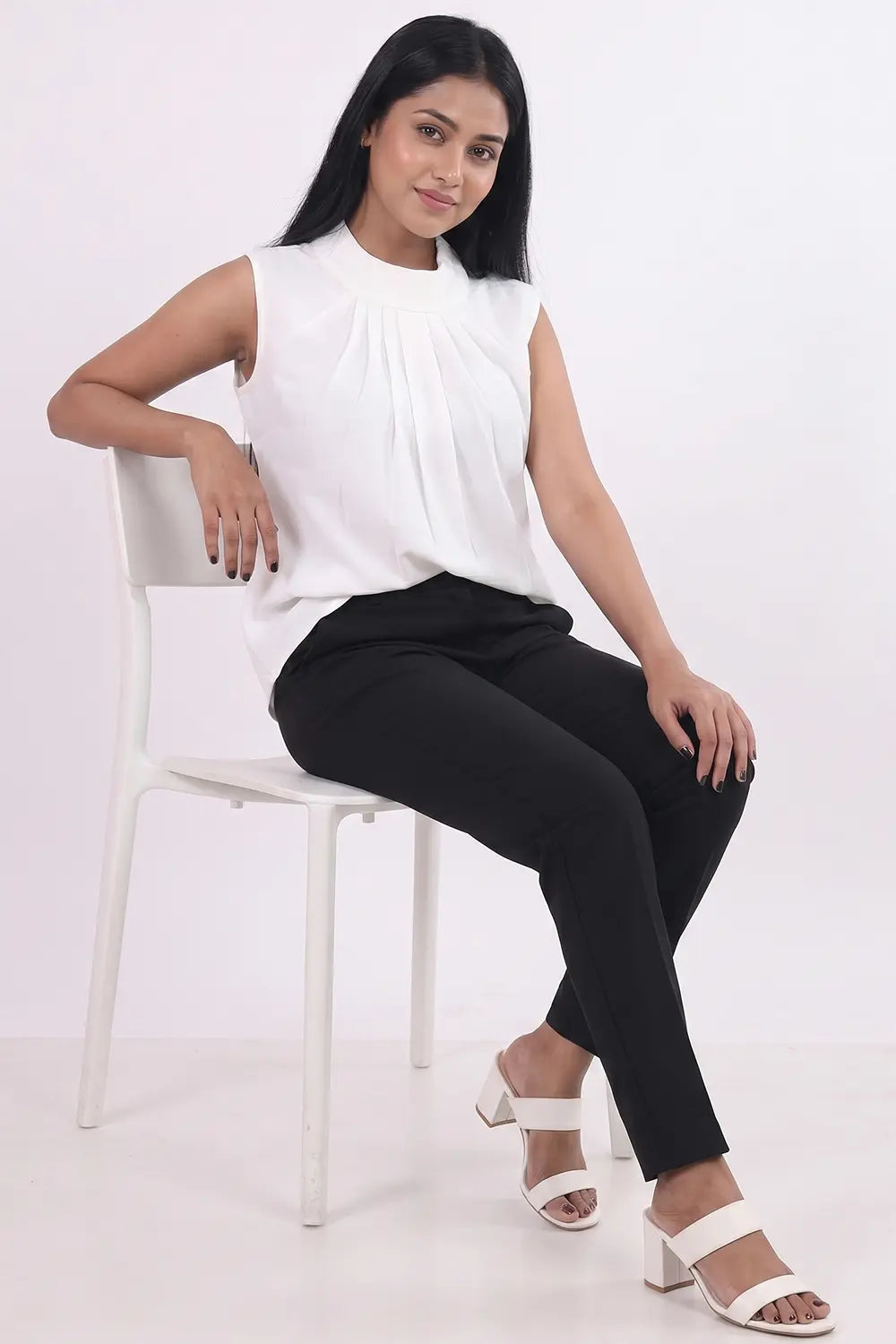White Halter Neck Top