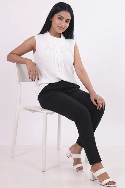White Halter Neck Top