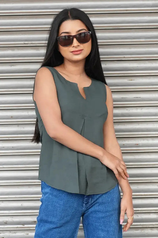Olive Sleeveless Top